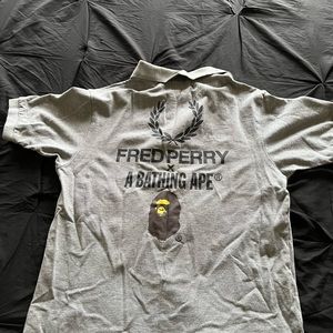 RARE Fred Perry x BAPE grey polo